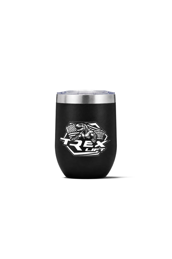 Copo Térmico T-Rex Lift com Tampa preto 360ML visto de frente