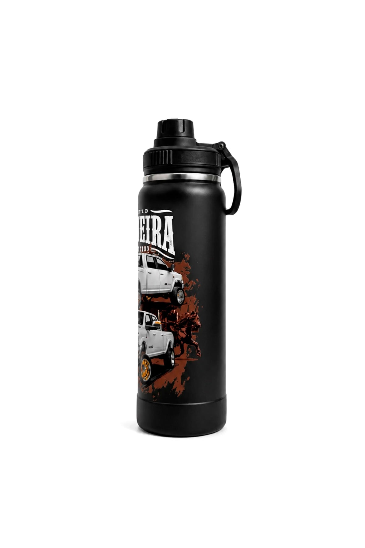 Lateral direita da Garrafa Térmica T-Rex Lift Ram Boiadeira preta 800ML