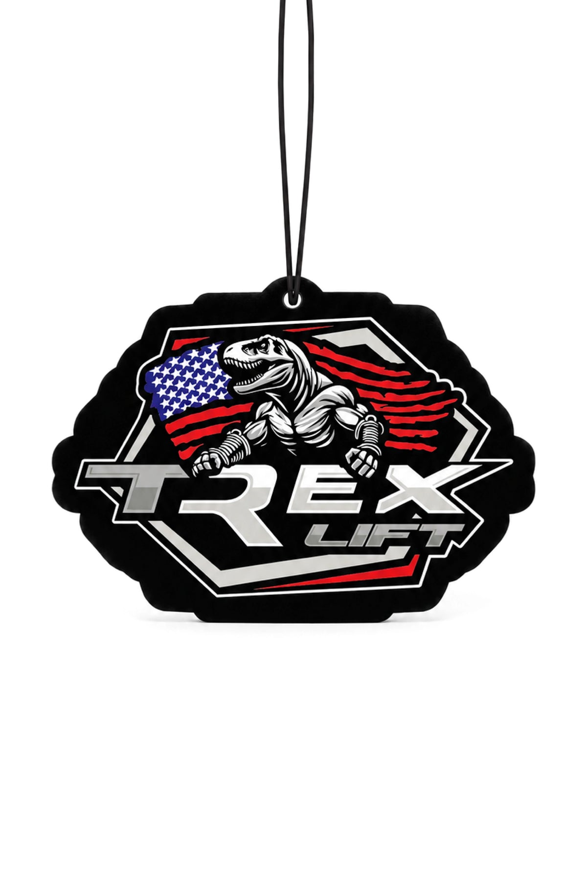 Detalhe da logo do Aromatizante Veicular T-Rex Lift colorido