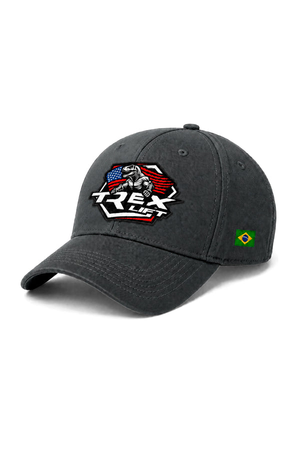 Boné Dad Hat T-Rex Lift chumbo com logo colorida na parte frontal