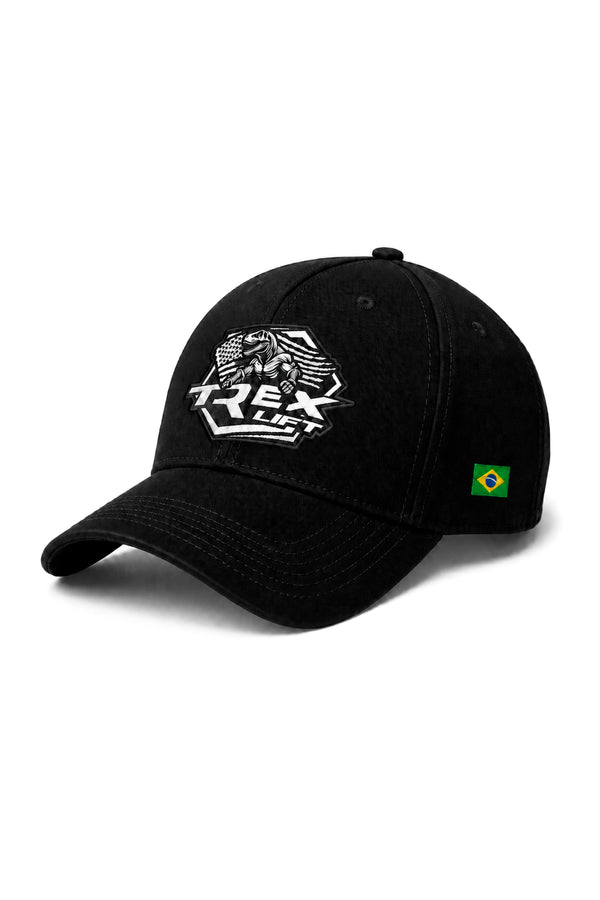Boné Dad Hat T-Rex Lift preto com logo preta na parte frontal
