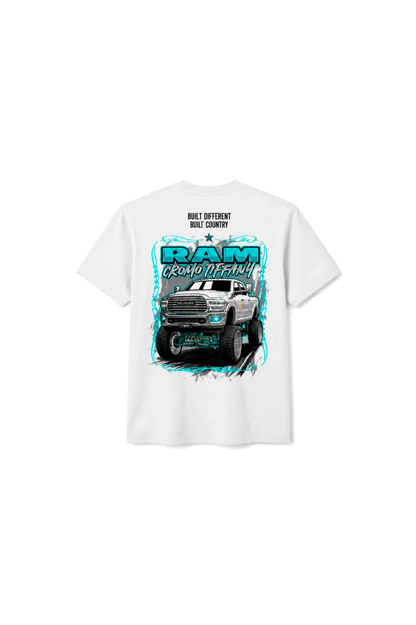 Camiseta T-Rex Lift Cromo Tiffany branca infantil vista de costas