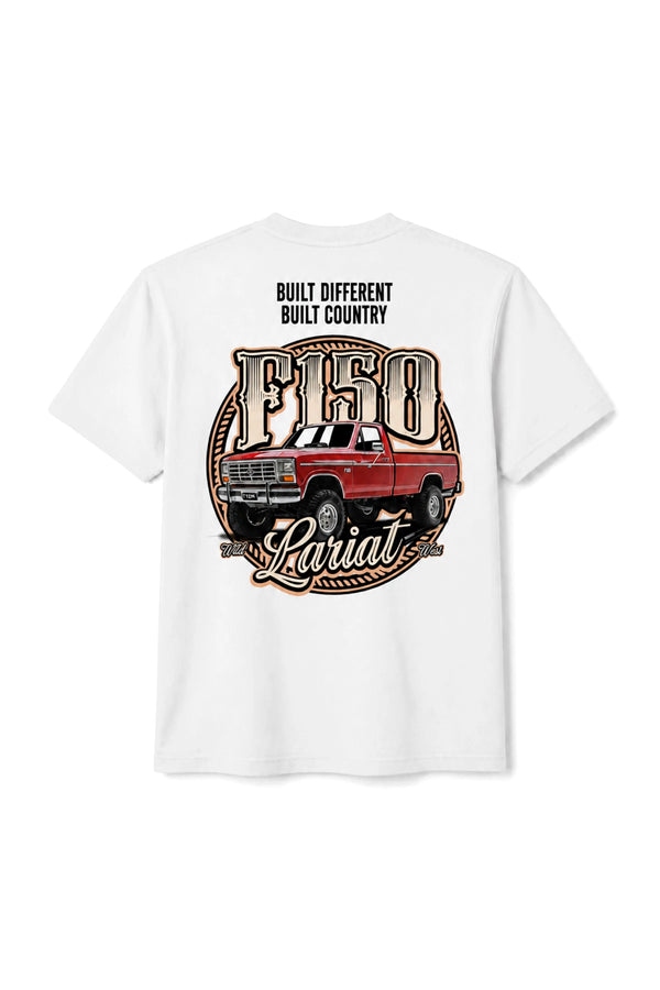 Camiseta T-Rex Lift F150 Lariat branca adulto vista de costas