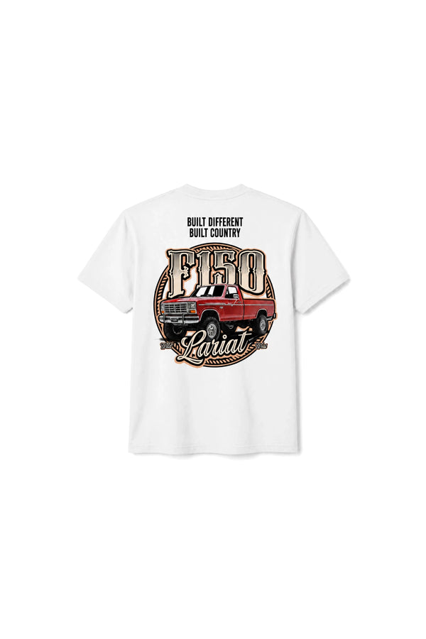 Camiseta T-Rex Lift F150 Lariat branca infantil vista de costas
