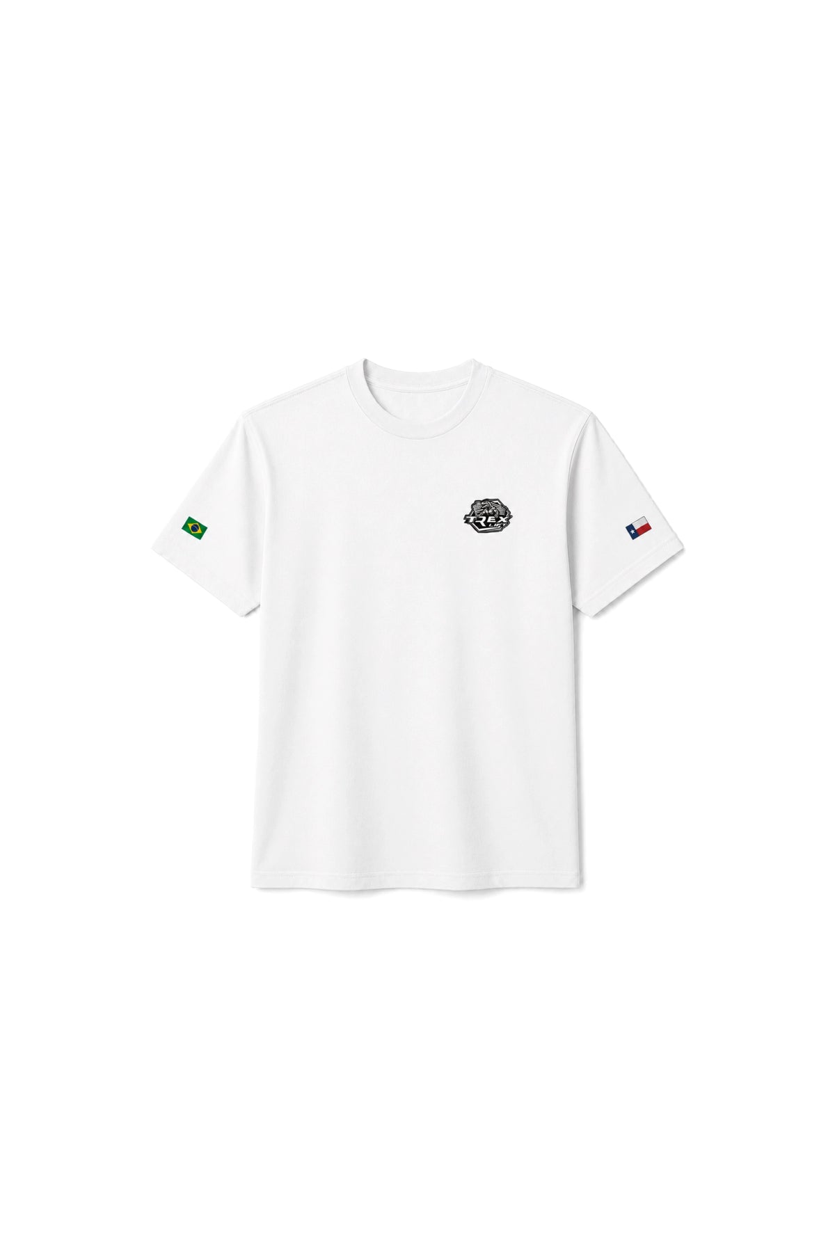 Vista frontal da Camiseta T-Rex Lift F150 Lariat branca infantil