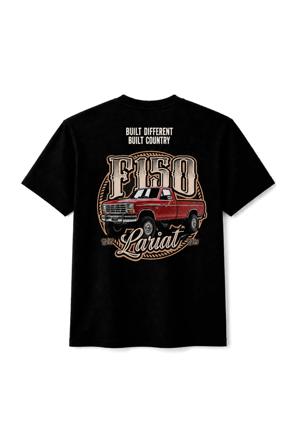 Camiseta T-Rex Lift F150 Lariat preta adulto vista de costas