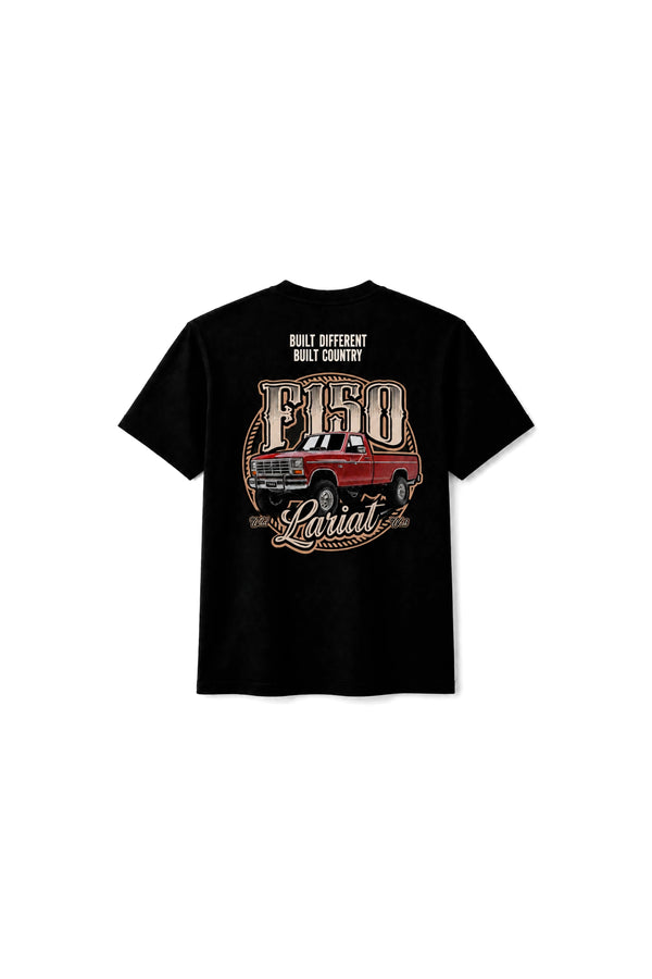 Camiseta T-Rex Lift F150 Lariat preta infantil vista de costas
