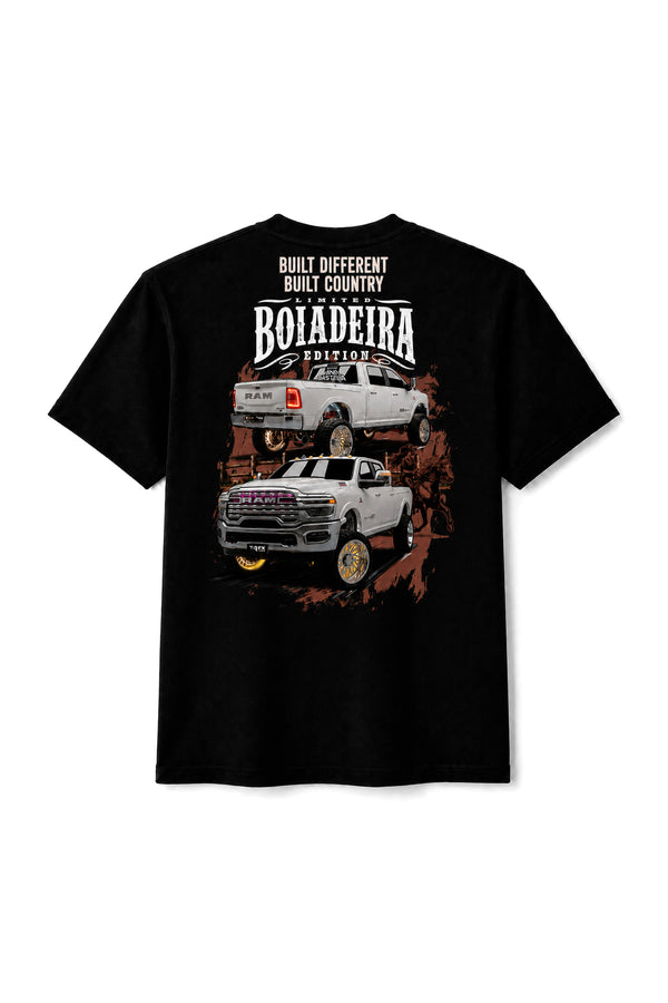 Camiseta T-Rex Lift Ram Boiadeira preta adulto vista de costas