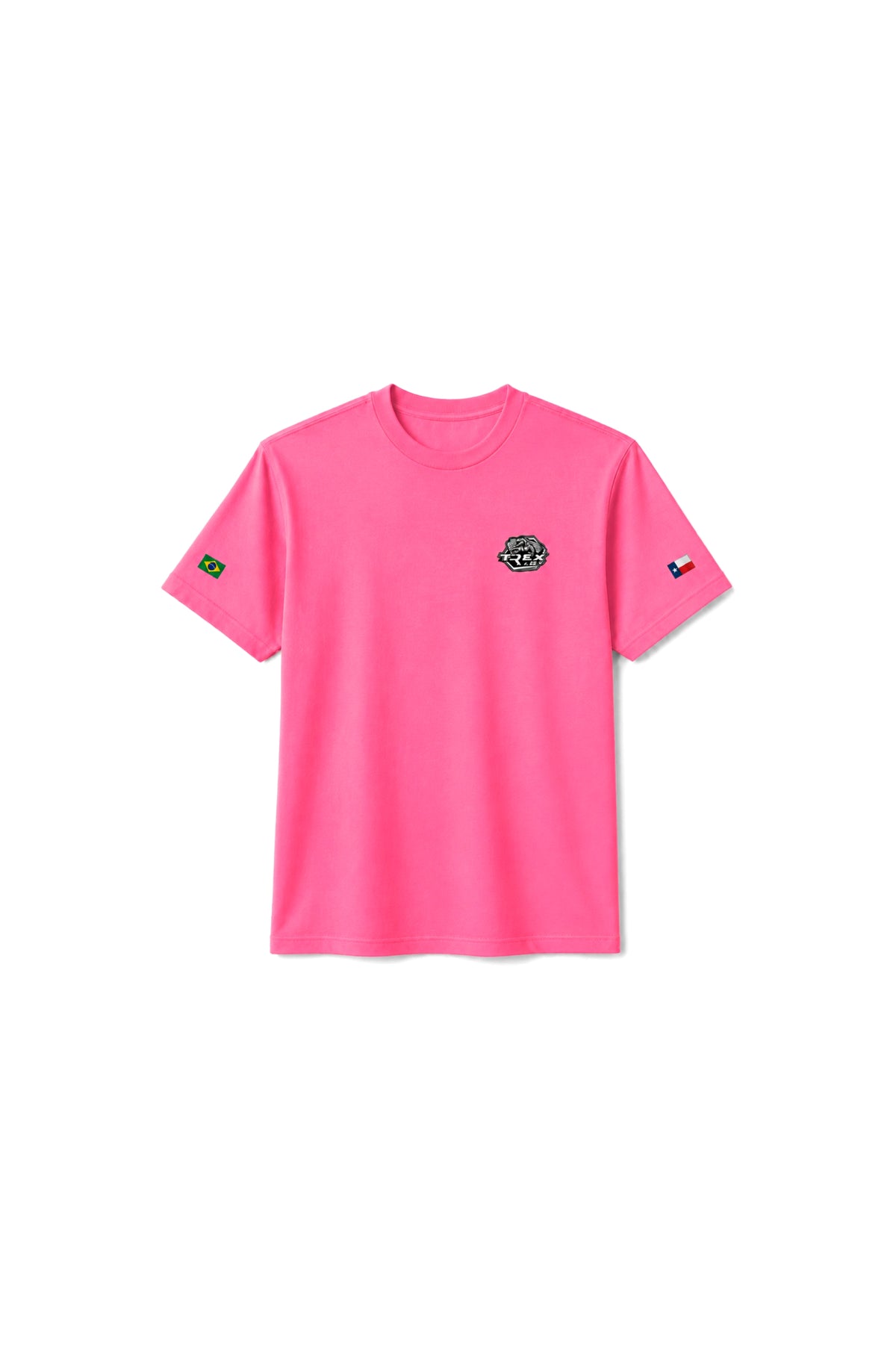 Vista frontal da Camiseta T-Rex Lift Ram Boiadeira rosa infantil