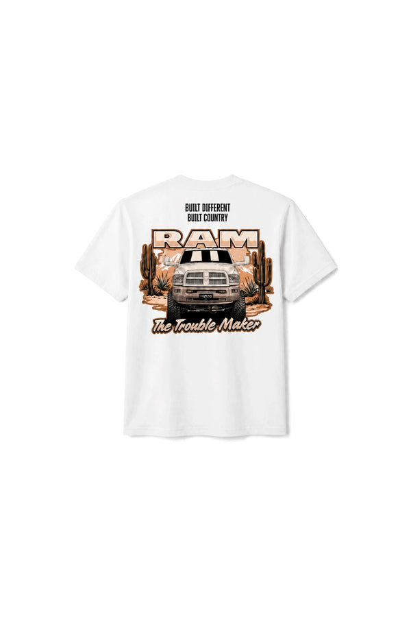 Camiseta T-Rex Lift Ram CS branca infantil vista de costas