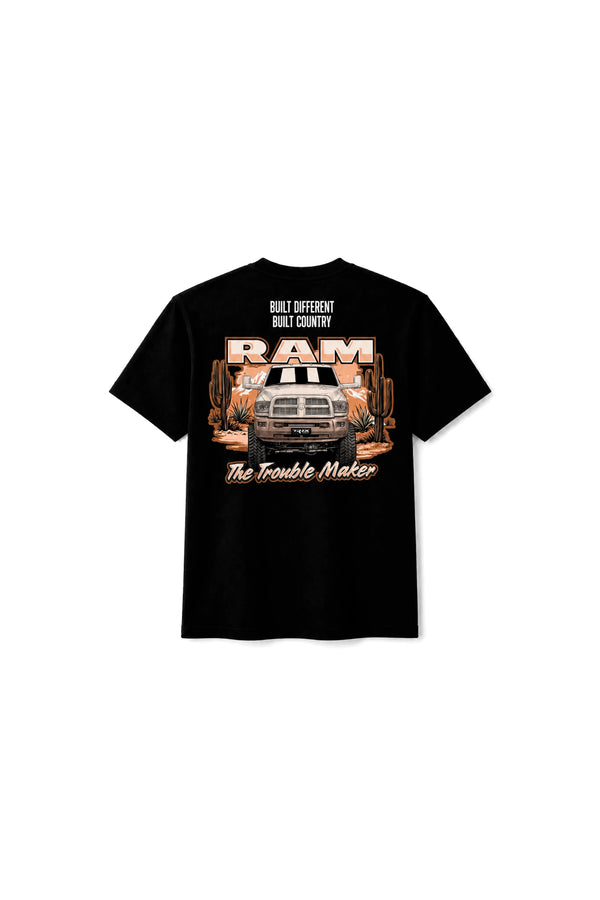 Camiseta T-Rex Lift Ram CS preta infantil vista de costas