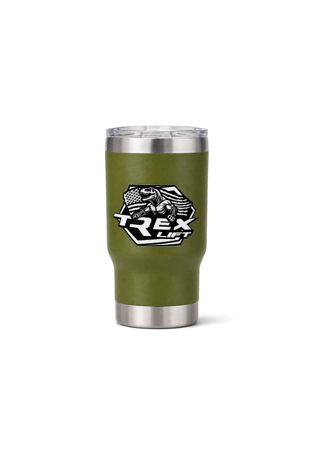 Copo Porta Long Neck T-Rex Lift verde militar 420ML sem a tampa superior