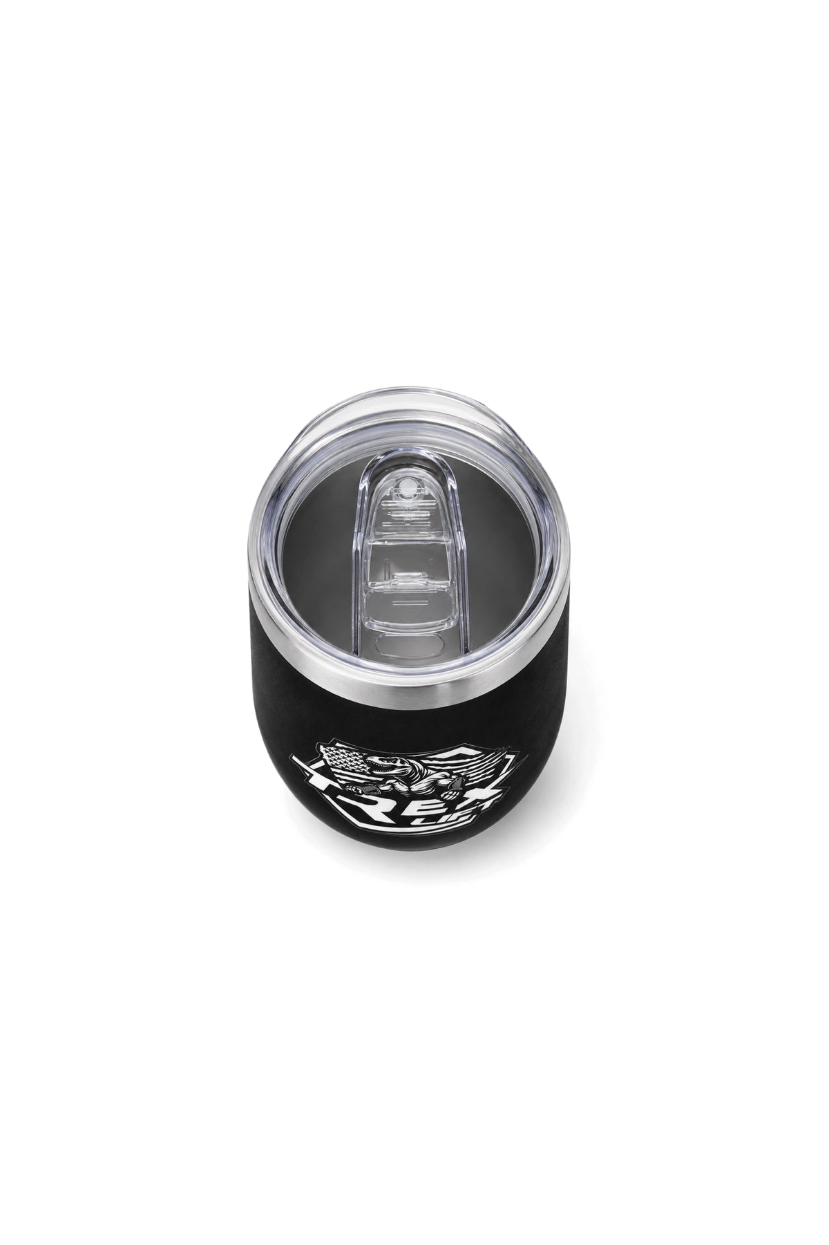 Vista superior do Copo Térmico T-Rex Lift com Tampa preto 360ML