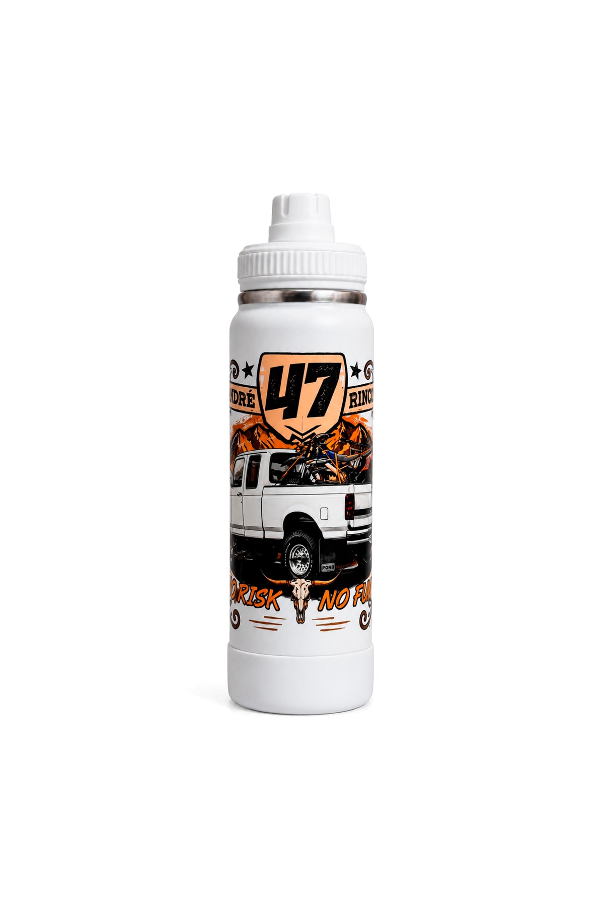 Garrafa Térmica T-Rex Lift Andre Rincon 47 branca 800ML vista de frente