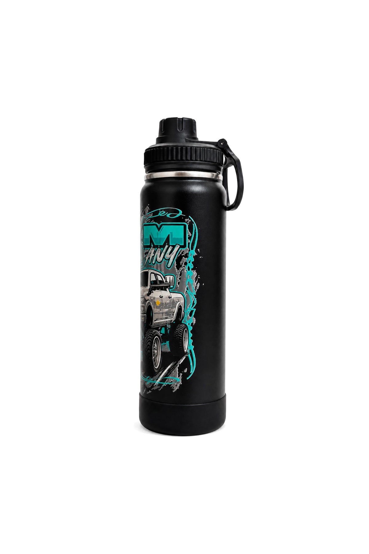 Lateral direita da Garrafa Térmica T-Rex Lift Cromo Tiffany preta 800ML