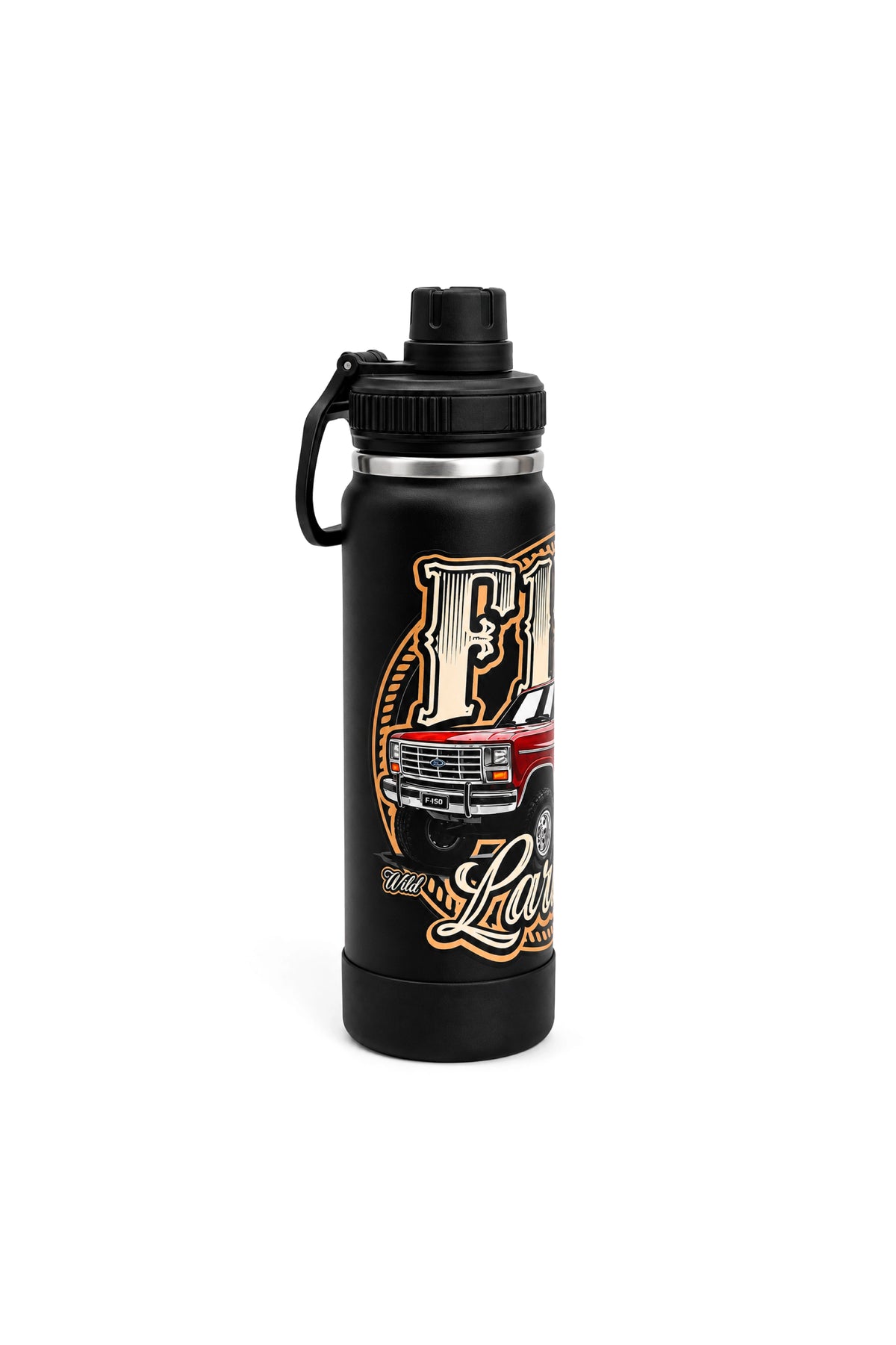 Lateral direita da Garrafa Térmica T-Rex Lift F150 Lariat preta 800ML