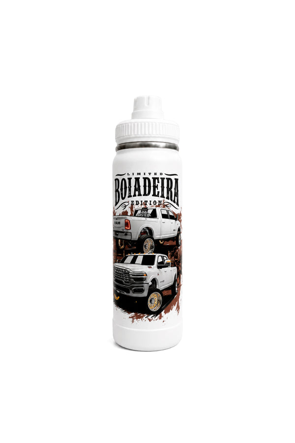 Garrafa Térmica T-Rex Lift Ram Boiadeira branca 800ML vista de frente