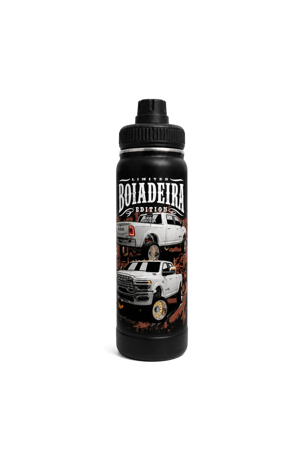 Garrafa Térmica T-Rex Lift Ram Boiadeira preta 800ML vista de frente
