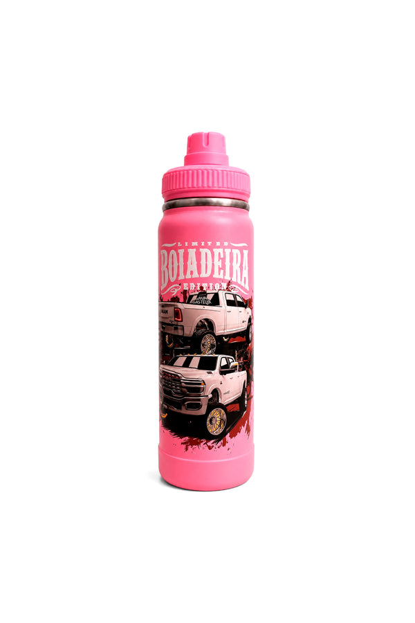 Garrafa Térmica T-Rex Lift Ram Boiadeira rosa 800ML vista de frente
