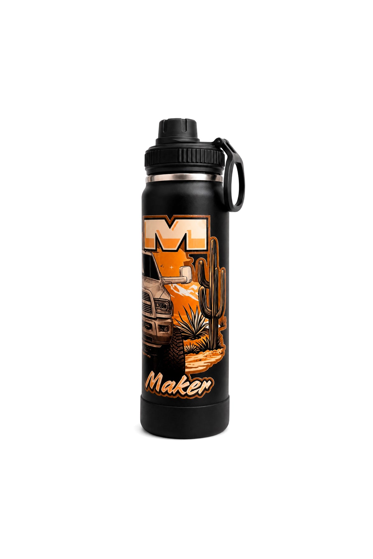 Lateral direita da Garrafa Térmica T-Rex Lift Ram CS preta 800ML