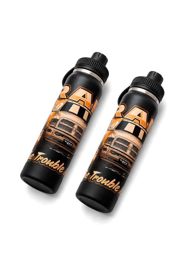 Duas Garrafas Térmicas T-Rex Lift Ram CS pretas 800ML posicionadas em ângulo