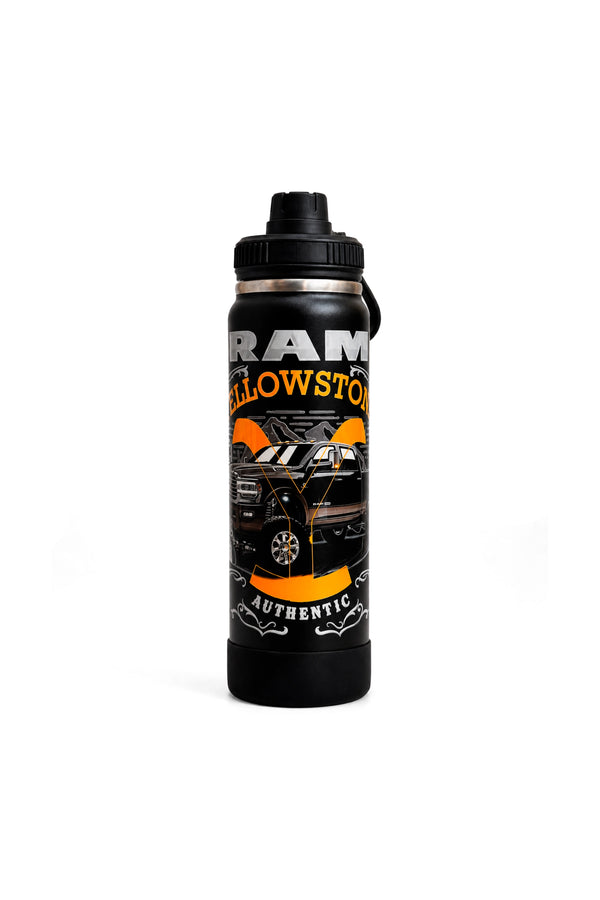 Garrafa Térmica T-Rex Lift Ram Yellowstone preta 800ML vista de frente